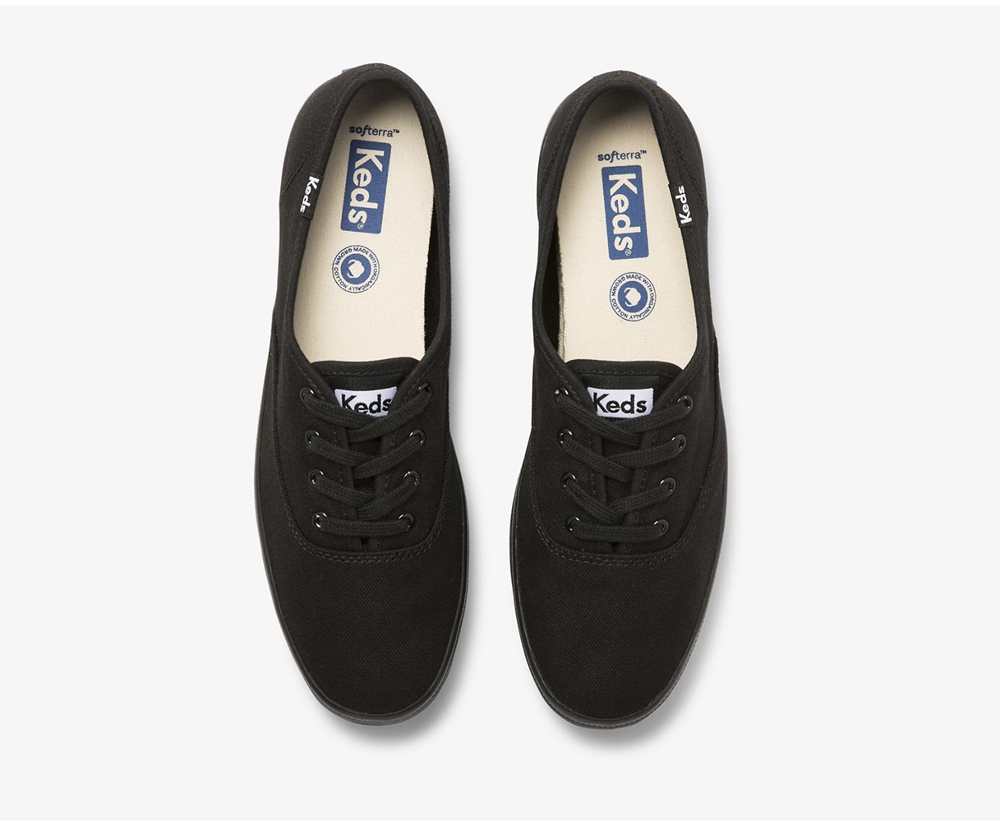 Πανινα Παπουτσια Γυναικεια - Keds Champion Organic Cotton Καμβας - Μαυρα - ZBNYE5683